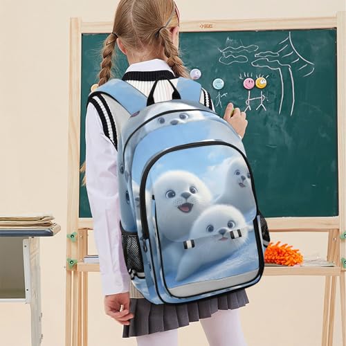 ALAZA White Cute Seal Kids Laptop Backpack 17 inch School Bookbag Back Pack Business Computer Bag Casual Daypack3