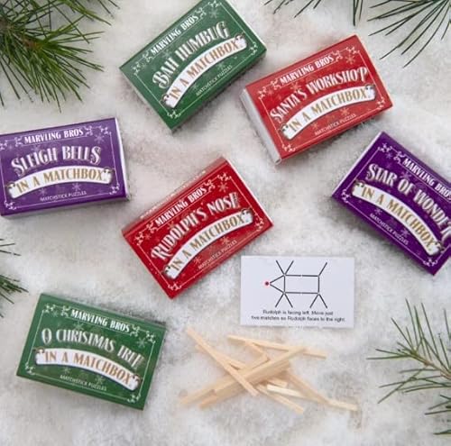 Rompecabezas de cerillas de Navidad, juegos alternativos de rompecabezas de cerillas, juguetes de rompecabezas de cerillas Montessori de Navidad, regalo de relleno de calcetín de Navidad for niños peq Cover