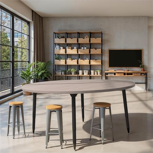 Image of Adapte Commercial Classroom Activity Table - 60 inch Round Woodgrain, ADA Compliant Tapered Legs with Glides & Casters, Adjustable Height 22-34 inch Wheelchair Accessible, School & Office Furniture
