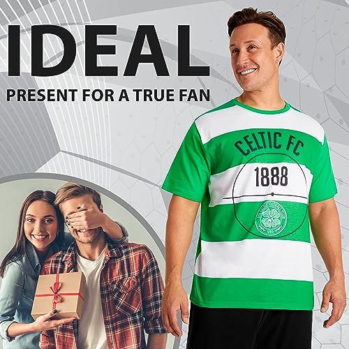 Mens Short Pyjamas Set, Breathable Loungewear - Celtic Gifts (Green/White, 3XL)3