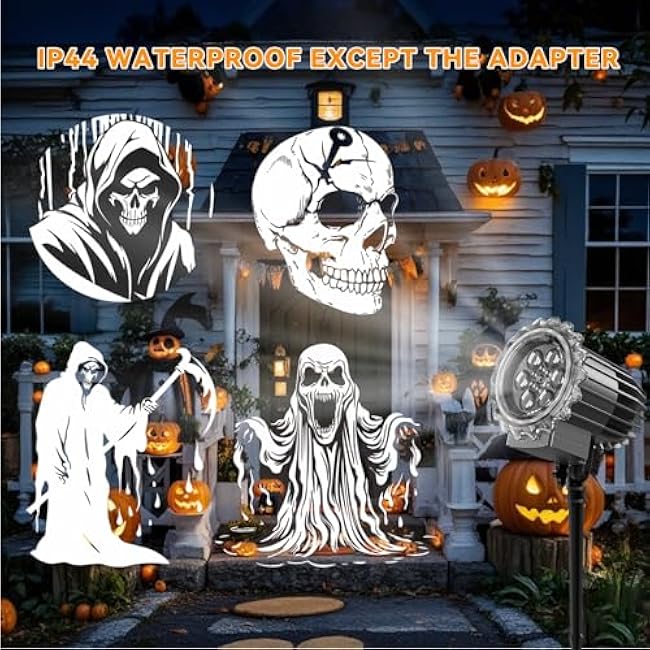 Halloween Projector Lights Outdoor, Rotating Ghost Projector, Waterproof Halloween Projector Lights Landscape Lights for Outdoor Indoor, Yard, Patio, Garden, Party Decor (Cool White Ghost)