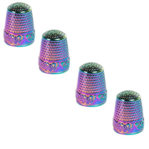 AXEN 4 Pieces Sewing Thimble, Metal Sewing Thimble Finger Protector, Accessories DIY Sewing Tool, Dazzle