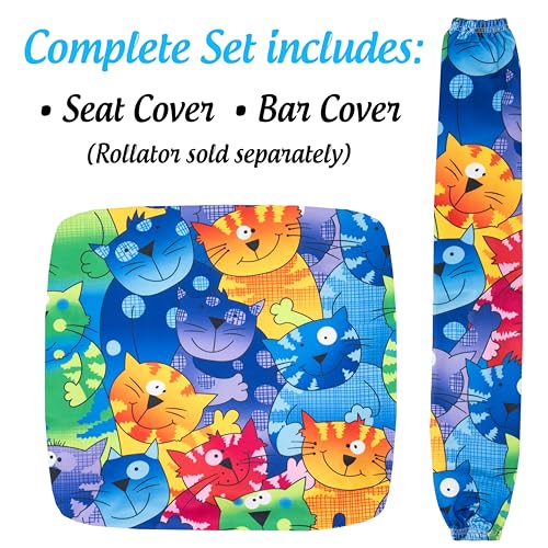 Top Glides Universal Rollator Walker Seat and Backrest Covers (Cats)