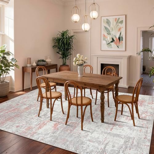 Tapete decorativo moderno 5x7 gris y rosa miniatura 6