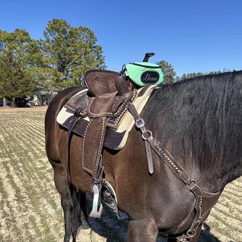 Personalized Horse Saddle Bag, Green Saddle Pommel Bag, Horse Tack, Horse Gifts, Horse Stuff, Equestrian Gifts, Saddle Accessories