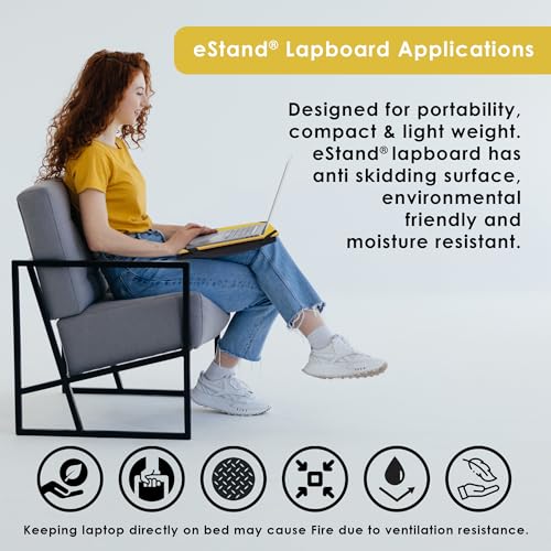 Image of Lap Board for Study | Home | Dining | Office | Laptop | Computer Desk | Reading & Writing | Multi-Purpose | Made in India | (Yellow, CUSHION-14X18-YELLOW)