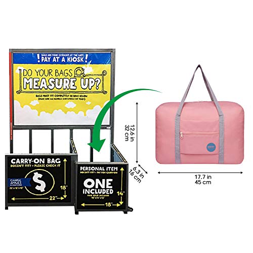 Wandf Foldable Travel Duffel Bag Luggage Sports Gym Water Resistant Nylon (Coral Pink)