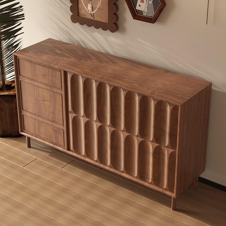 Sideboard Cabinet Retro Porch Cabinet Solid Wood Living Room Bedroom Wall Sideboard Sideboard Cabinet with Drawers(140cm)