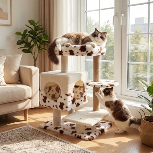 Árbol para gatos compacto 30 pulgadas con perchero y rascador miniatura 1
