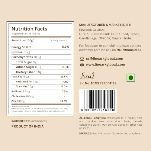 Image of ROZKA Pumpkin Seeds | 600g | AAA Grade, High Protein & Rich in Magnesium | Snacking, Salads & Keto Diet (3x 200g)