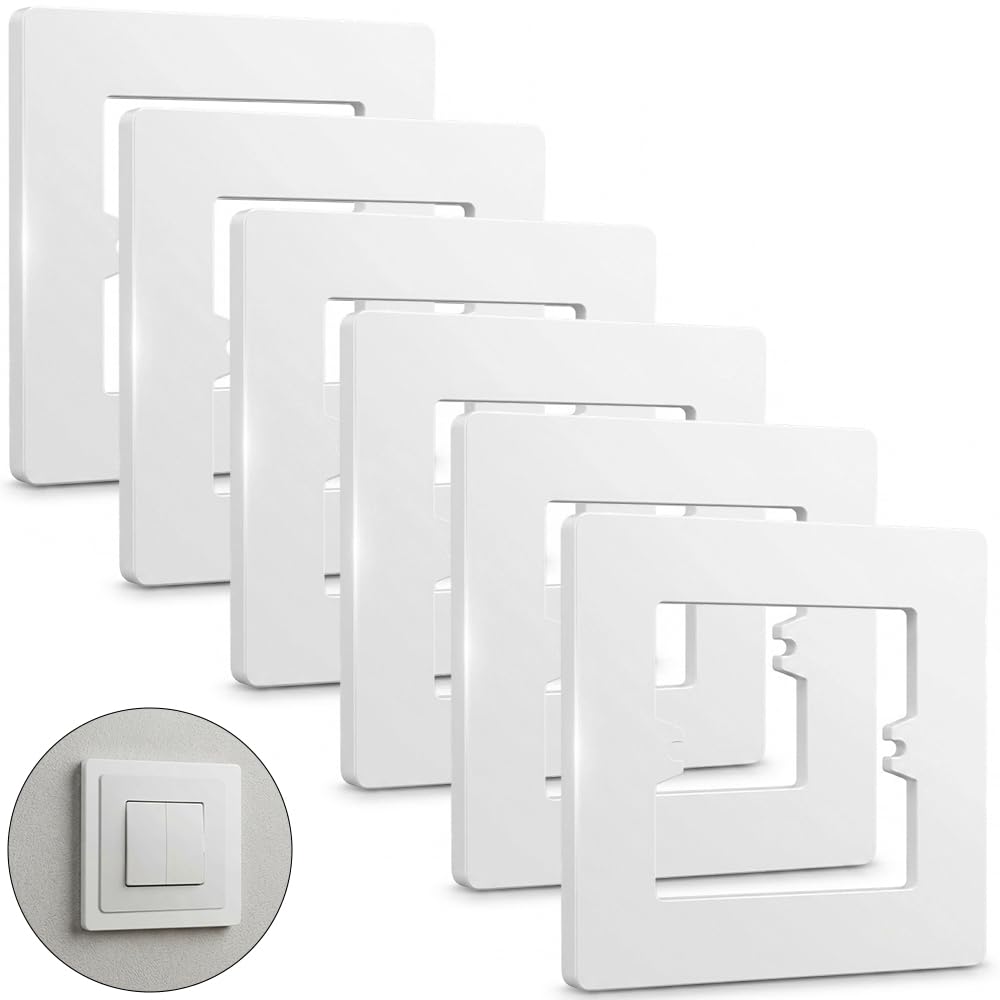 6 Pcs Light Switch Surround Cover, White Socket Spacer Wall Plate, Electrical Plug Finger Plate for Protection Against Dirt Fingerprints