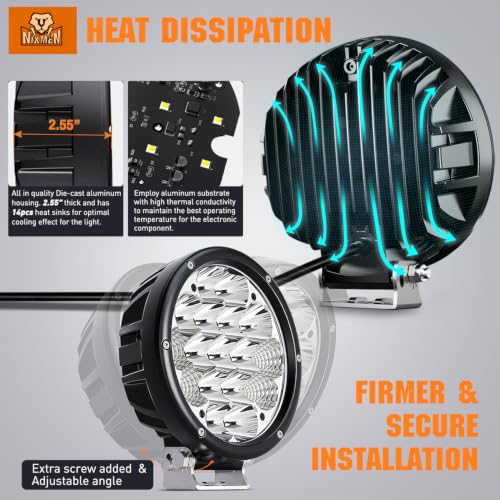 Image of Nilight 2 PCS 7 Inch Round 85 W LED Driving Light with Amber Black Covers