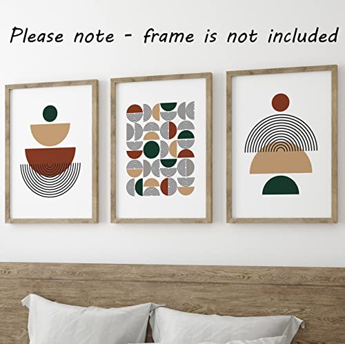Eviepops Prints Autumnal Geometric Set of 3 Unframed Wall Print, Abstract Geometric Shapes, Home Decor - Image 3