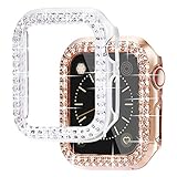 NewWays 2-Pack Bling Cases Compatible for Apple Watch 38mm 40mm 42mm 44mm, Protective Bumper for iWatch SE Series 6 5 4 3 2 1 (40mm, Rose Gold/Clear)