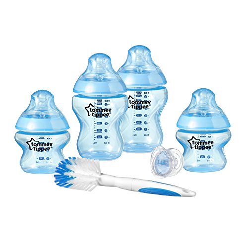 Tommee Tippee Closer to Nature Newborn Baby Bottle Starter Set, Breast-like Teats with Anti-Colic Valve, Blue