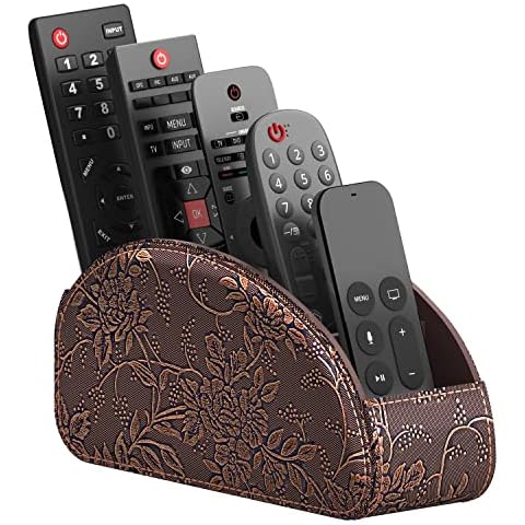 Remote Control Holder, Thipoten Faux Leather Caddy/storage/Tray for Remote Controllers, Reading Glasses, Office Supplies, Makeup Brushes, Perfect Space Saver for End Table/Nightstand/Office Desk Cover