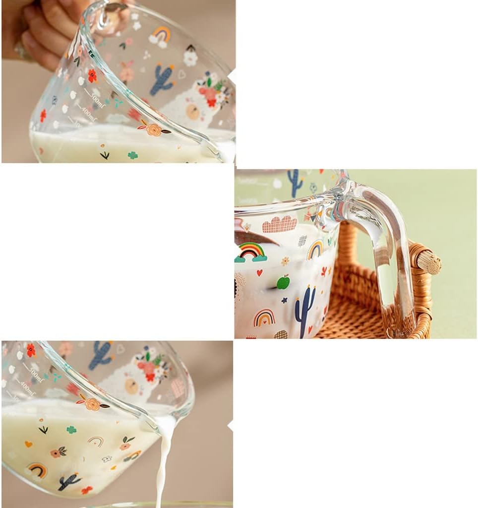 Glass Measuring Cup With Scale Milk Cup High Temperature Resistant Household Kitchen Baking Beaten Egg Cup Measuring Water Cup Cups (Color : E, Size : 500ML) (B 500ML)