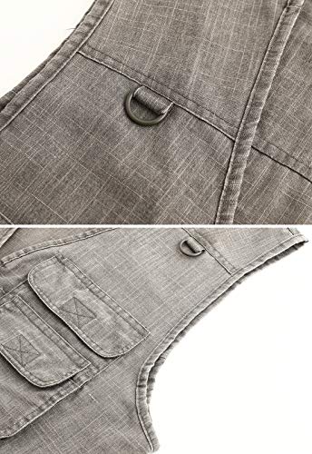 Image of Hbufnha Men's Casual Safari Travel Vest 16 Pockets Outdoor Work Vest Sleeveless Jacket Fishing Hiking Photograph
