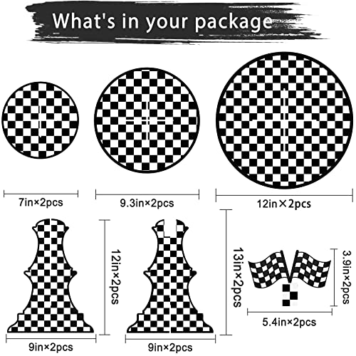 2 Set 3-Tier Racing Car Theme Round Cardboard Cupcake Stand For 24 Cupcakes Perfect For Racing Cars Birthday Party Supplies Black And White Checkered Party Decorations Let's Go Racing Car Party Decor #TOP2