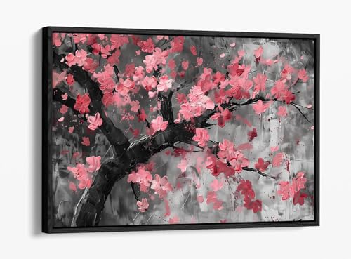 Peinture fleurs de cerisier : tableau impressionniste sur toile de 76 cm