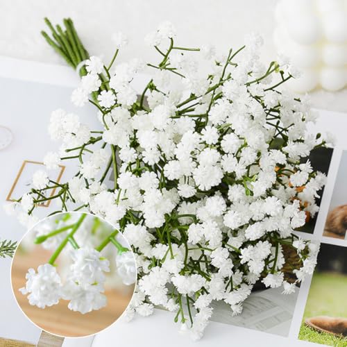 Satiskid 10 Pcs Gypsophila Artificial Flowers White Faux Babys Breath for Wedding Centerpieces, Home Decor, Fake Flowers Bouquet DIY Arrangements - Image 2
