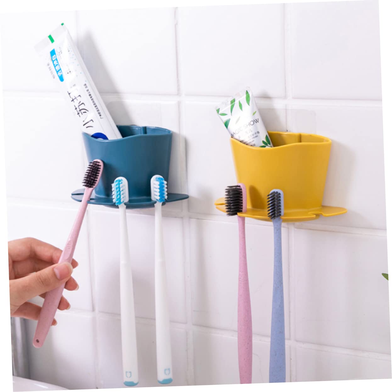 MAGICLULU 9 Piezas Cepillo De Porta Cepillos De De Pared Soporte De Almacenamiento De Baño Soporte para Pasta De Sin Puñetazos Estante
