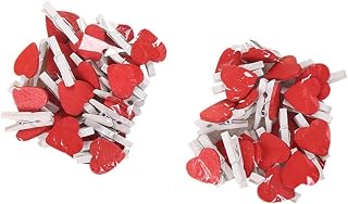 Alipis 20pcs Heart-Shaped Wooden Photo Clips for Notes and Collages, Red | Mini Portable Pegs, Flexible Office and Room Use, Lovely Unique Design, Peach Heart Shape