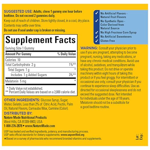 nature made melatonin 5mg adult melatonin gummies 100 drug free sleep aid 70 gummies extra strength