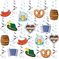 Oktoberfest Deko,28 Stück Bayrische Party Deko Wirbel Spiral Girlande,Foto Requisiten,Brezel Deko Girlande for Oktoberfest Party Bierfest Bayrische Deko