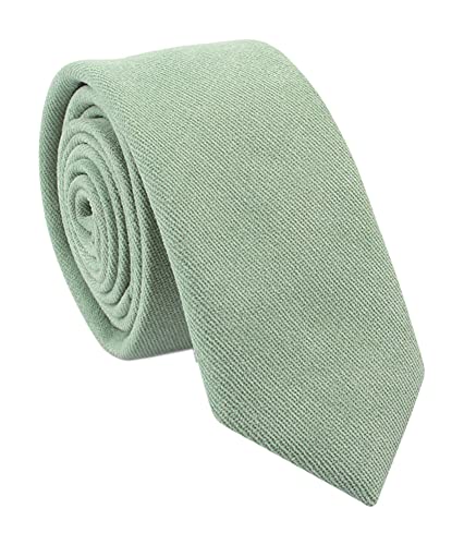 Image of Elfeves Men's Skinny Solid Color Tie Causal Cotton Linen Narrow Slim cut Necktie