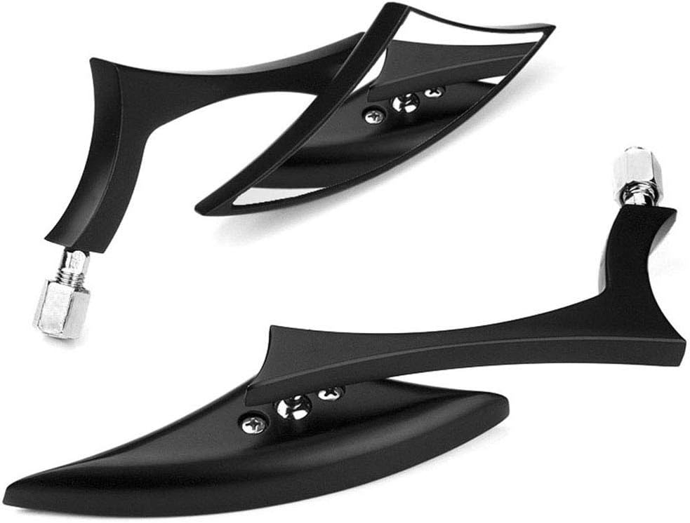 Pair of Custom Blade Side Rearview Mirrors + Black Spike Hand Grip 1" Handlebar with Throttle Kit Touring Street Motorcycle Bike