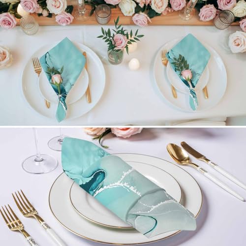 Servilletas de tela modernas Aqua Marble, set de 4 miniatura 3