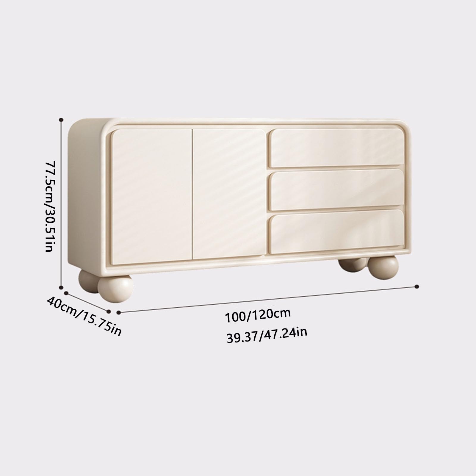 Armadio cucina Mobile Portaoggetti con Ante e Cassetti in Legno stoccaggio(100 * 40 * 77.5cm)