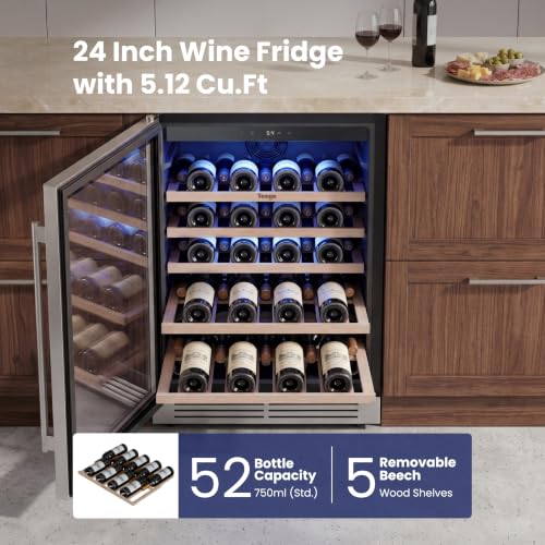 Image of Yeego 24 Inch Wine Fridge with 52 Bottle, Left-Hinged
