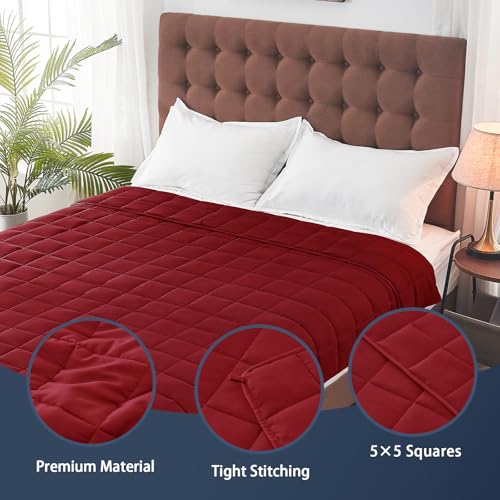 Image of yescool Weighted Blanket for Adults (10 lbs, 48 inch x 72 inch, Red) Cooling Heavy Blanket for Sleeping Perfect for 90-110 lbs, Twin Size Breathable Blanket with Premium Glass Bead, Machine Washable