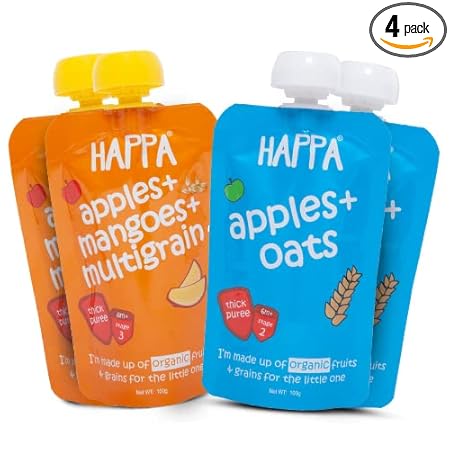 Happa Organic Baby Food Puree Grain and Fruit Blend Pack of 4