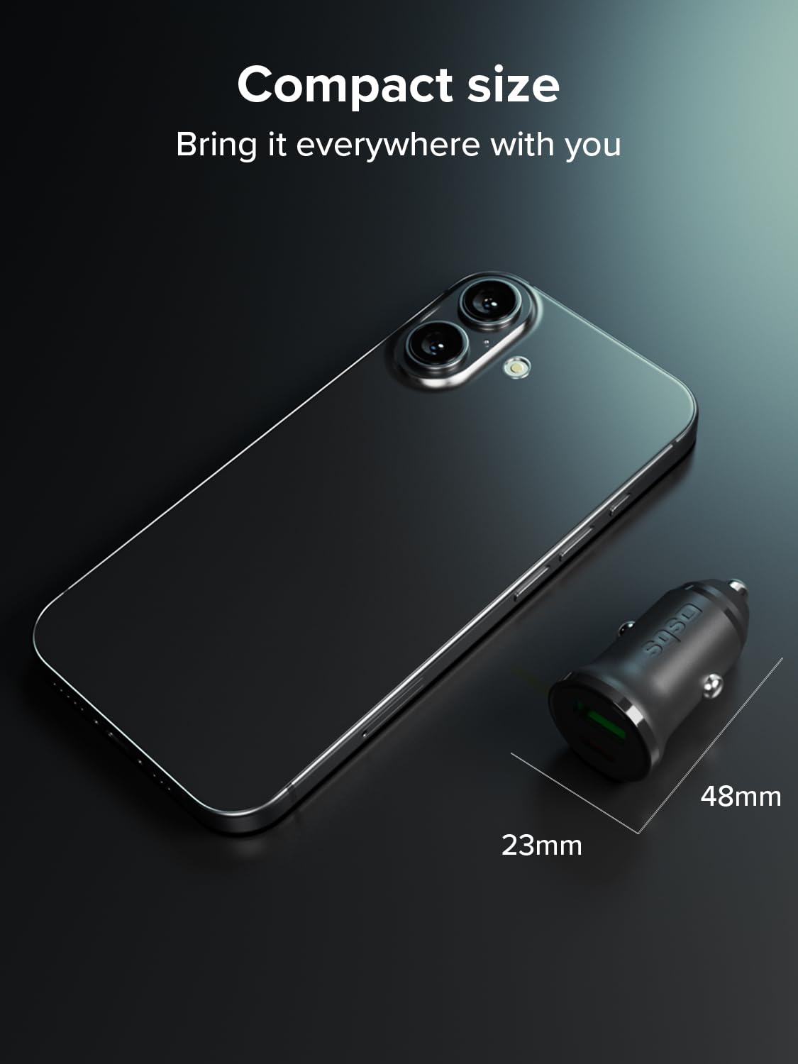 SBS Mini Ładowarka Samochodowa, Zasilanie 25 W, Szybkie Ładowanie, Adaptacyjne AFC, Dioda LED Stanu, USB-C, USB-A, Gniazdo 12 V, dla iPhone'a, iPada, AirPods, Samsunga, Smartfona, Tabletu, Czarna