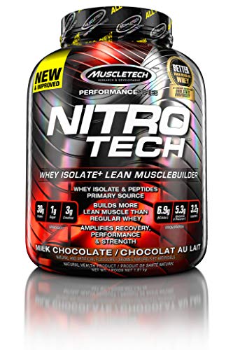 NitroTech Protein Powder Plus Creatine Monohydrate Muscle Builder, 100% Whey Protein with Whey