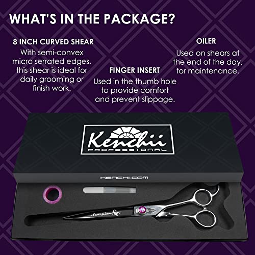 Kenchii Scorpion 8 Inch, Curved Grooming Scissors For Dogs And Pets - Premium Steel Scissors For Dog Grooming - Dog Shears Pet Grooming Accessories - Pet Hair Trimming Scissor #TOP1