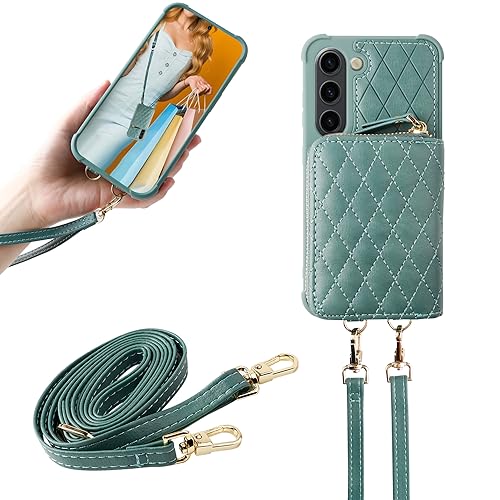 MONASAY Zipper Wallet Case Fit for Samsung Galaxy S23 Plus - Light Green