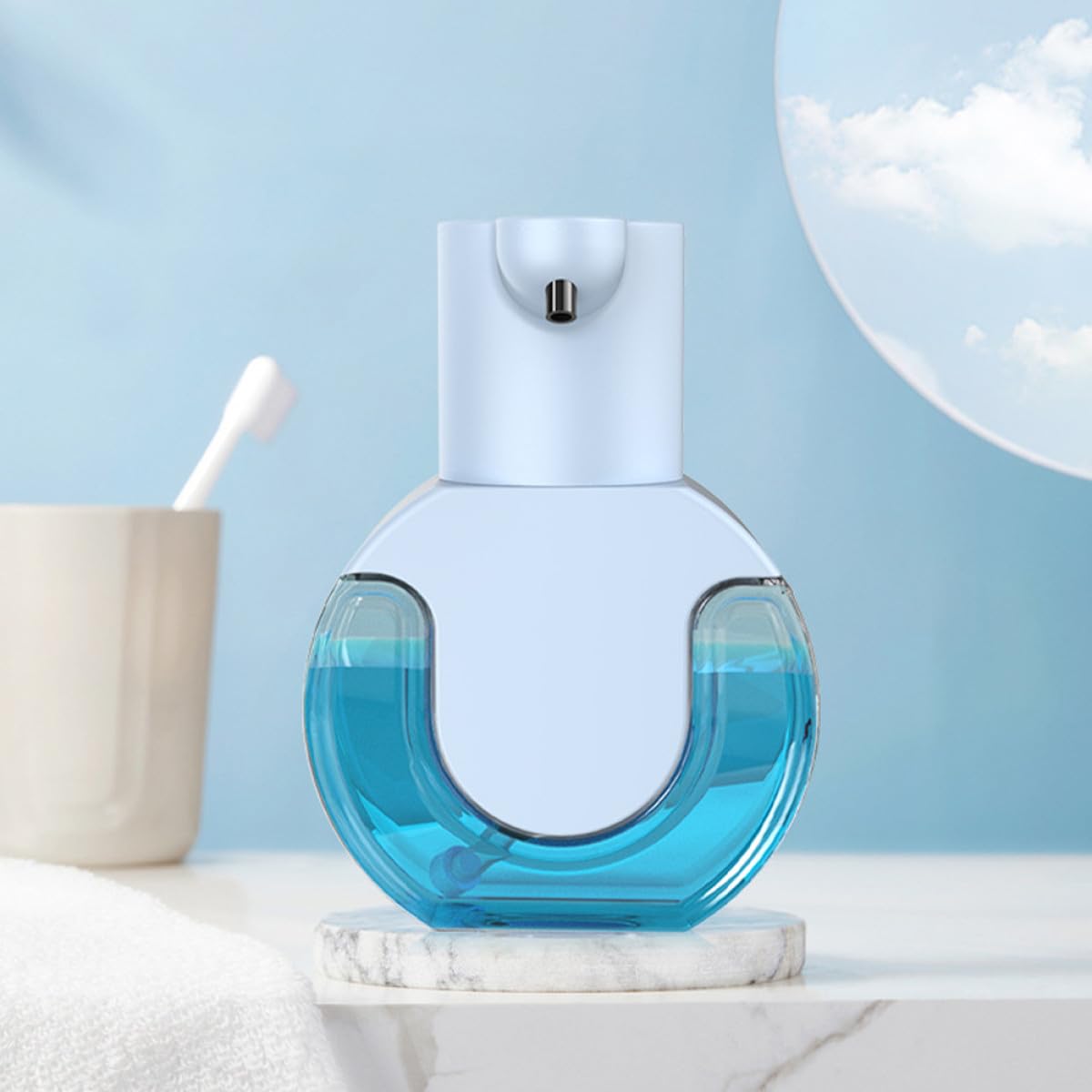 Dispenser Sapone Automatico Capacità 430ml da Parete da Tavolo Sensore a Infrarossi Materiale Abs Resistente, Design Semplice e Portatile per Uso Domestico