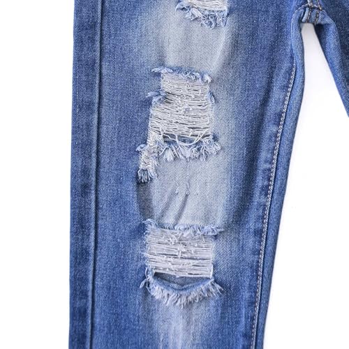 Boy's Skinny Fit Ripped Destroyed Distressed Denim Jeans Pants Stretch Comfy Stylish Streetwear with Pockets Fall Winter3