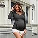 GINKANA Women's Maternity Long Sleeve V Neck T Shirts Tunic Tops Casual,Dark Grey,XL