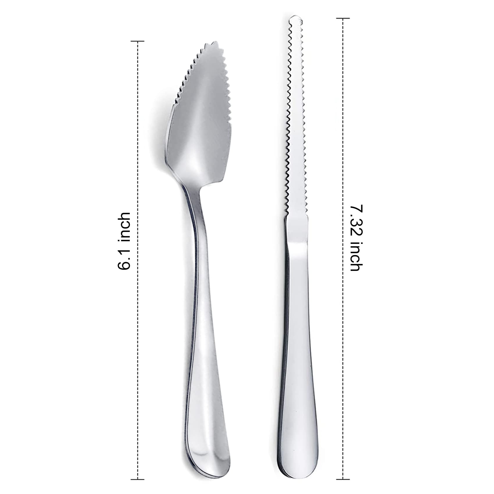 Nunnik Grapefruit Spoons Grapefruit Knife 6 Piece Stainless Steel Grapefruit Utensil Set Grapfruit knife Serrated Spoon Silver Fruit Knife Set Kitchen Gadgets for Grape Kiwi Lemon Desserts