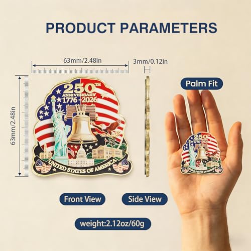 Imanes decorativos para nevera USA 250 Aniversario, pack 2 miniatura 4
