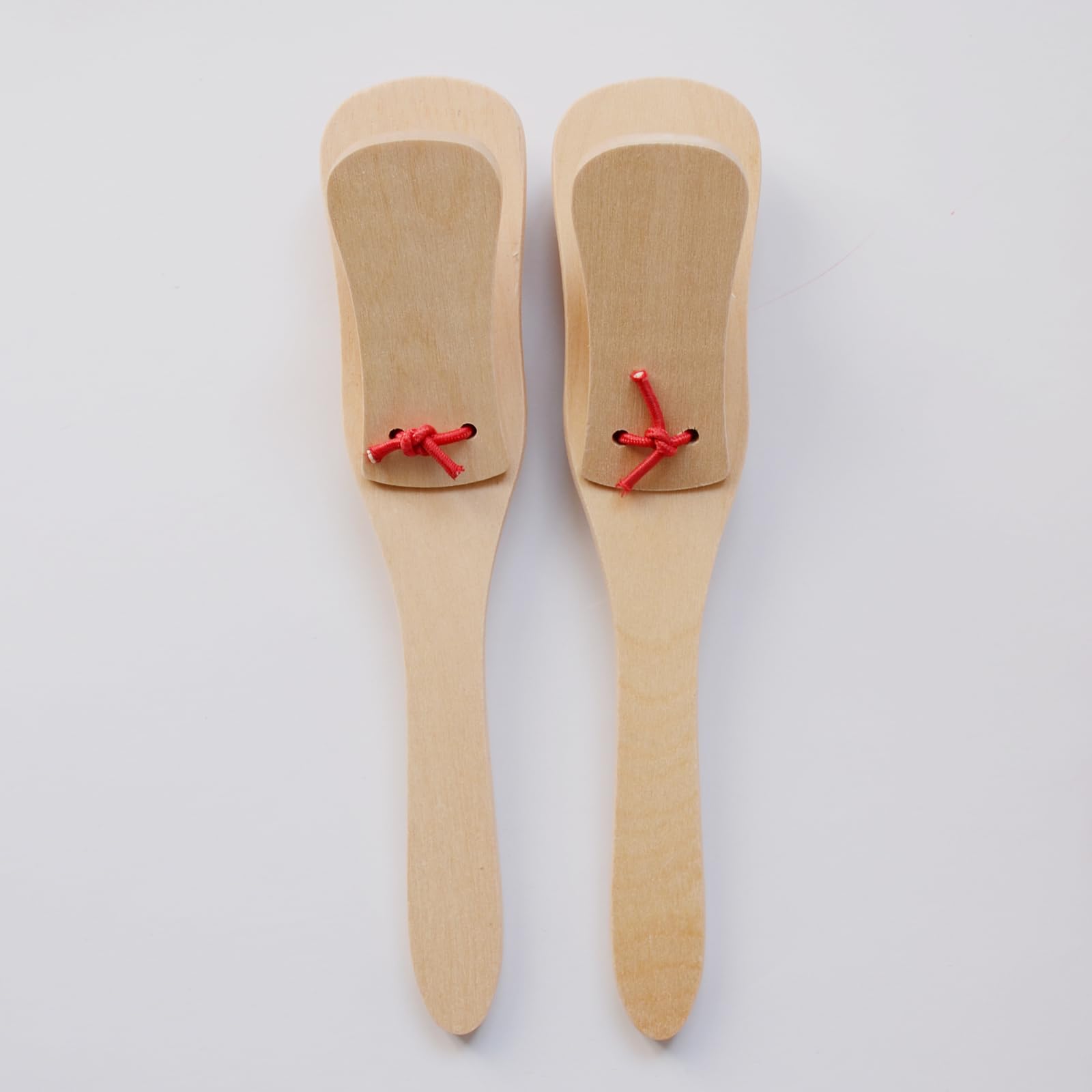 2 Stück Professionelle Kastagnetten, Einzelset mit Griff, Holz Kastagnet Klapper Pädagogisches Musikinstrument 20,3 cm (Braue Holzfarbe)