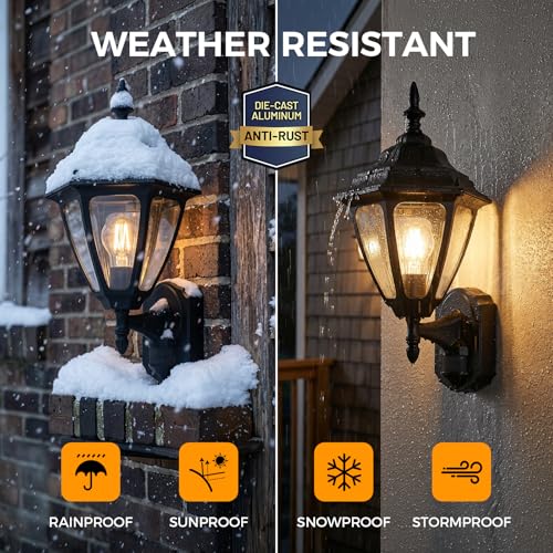 Image of Porch Lights Outdoor Motion Sensor Wall Sconce Anti-Rust Aluminum, Exterior Outdoor Wall Lights Dusk to Dawn Porch Light Fixture Wall Mount for House Outside Patio Large