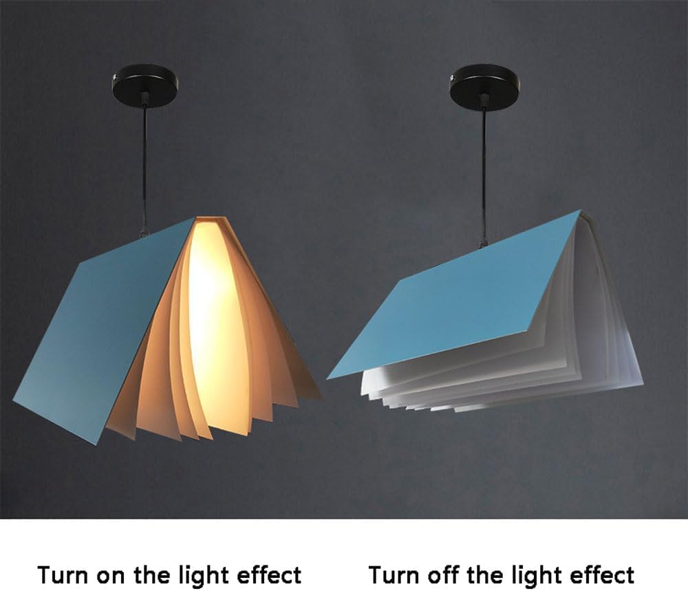 Lampadario moderno nordico a 1 luce Lampadario a sospensione medievale Lampadario a forma di libro creativo Lampadario con paralume bianco Decorazione domestica per sala da pranzo Soggiorno Ca