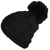 Polar Extreme Women's Insulated Thermal Slouchy Pom Pom Beanie Hats Cable Knit