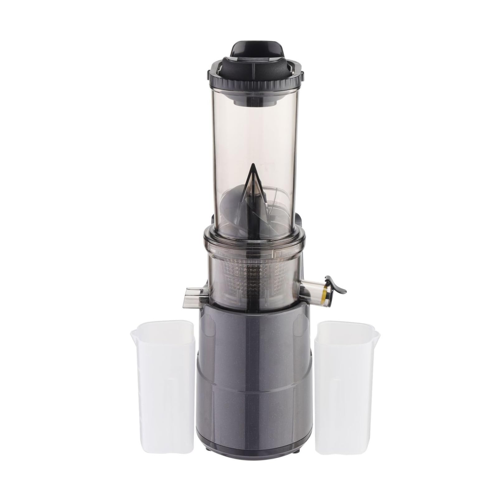 Extracteur de Jus Électrique Appareil à Jus Masticateur à Basse Double Chambre avec Gobelets Séparés Anti Bourrage et Tube d'Alimentation, Gris Argenté, Extracteur De Jus Vertical